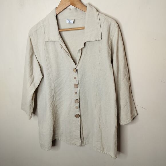 Sea Breeze of California Button Up Shirt Beige Cotton - Picture 4 of 8